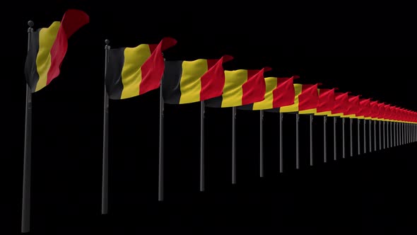 Row Of Belgium Flags With Alpha 4 K alt