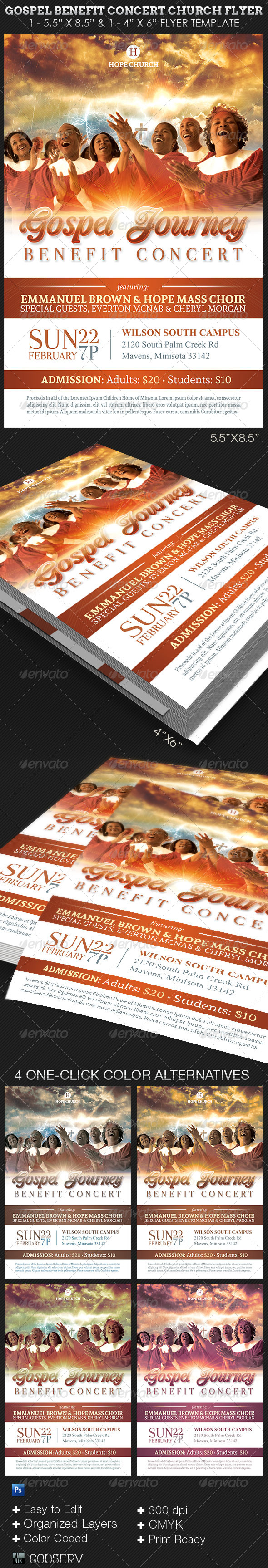 Gospel Benefit Concert Church Flyer Template - Church Flyers