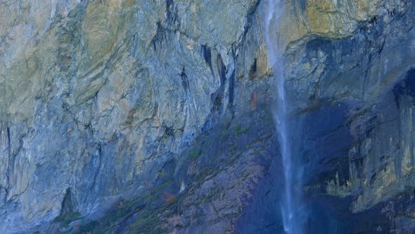 The Staubbach Fall, Waterfall near Lauterbrunnen at Autumn, Berner Oberland, Switzerland