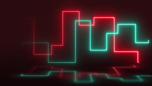 Red and Blue Neon Lights Glowing Lines Loop Abstract 4K Moving Wallpaper Background alt