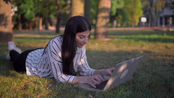 Freelancer Woman Distance Remote Working Using Laptop Outdoor