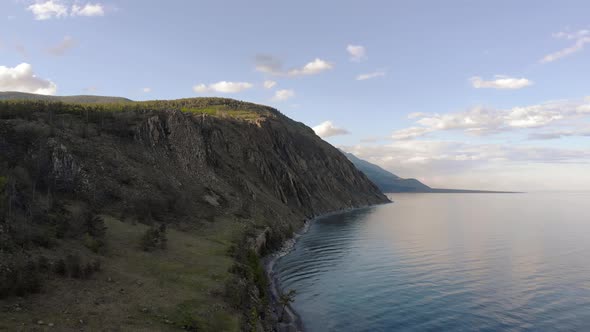 Beautiful Shore of Baikal Lake with Clear Blue Water