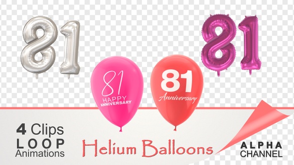 81 Anniversary Celebration Helium Balloons Pack