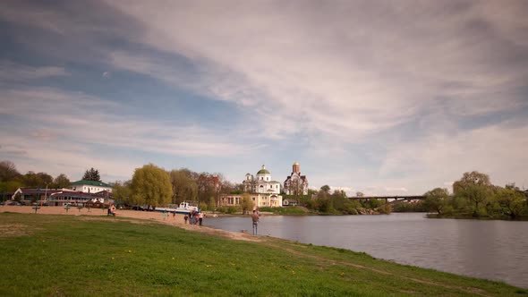 The central beach in the evening. Bila Tserkva. alt