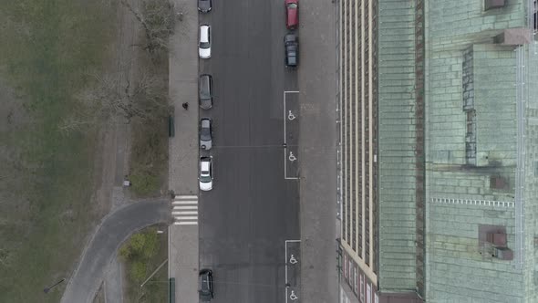 Aerial Top Down View of Street in Stockholm, Sweden