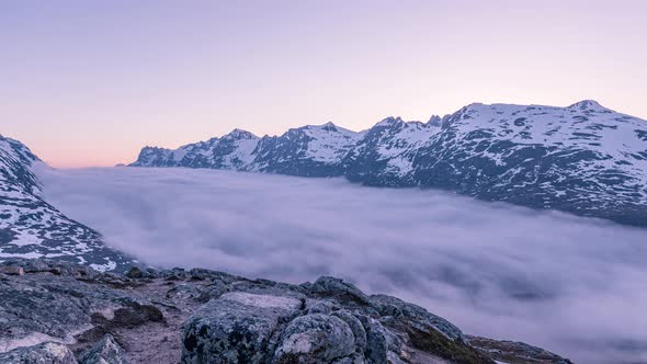 A time lapse of seemingly ghost town Ersfjordbotn and Ersfjord being uncovered of fog alt