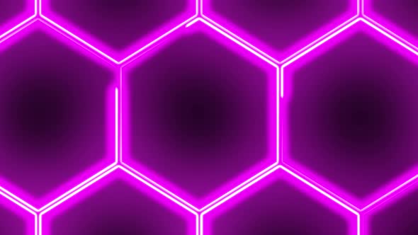 Abstract seamless 4K video animation. Video animation of glowing neon abstraction honeycomb