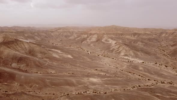 Aerial Cinematic Top Shot Desert Landscape  Israel  Negev