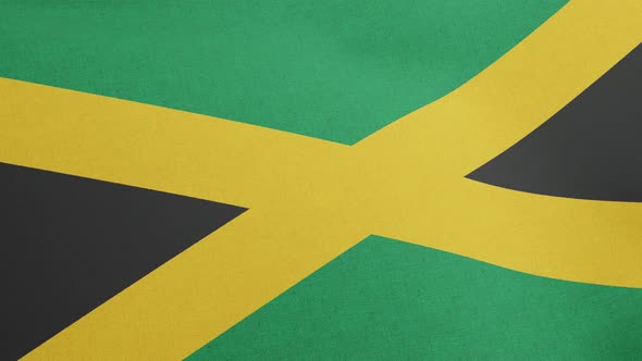 National Flag of Jamaica Waving Original Size and Colors 3D Render Republic of Jamaica Flag Textile alt
