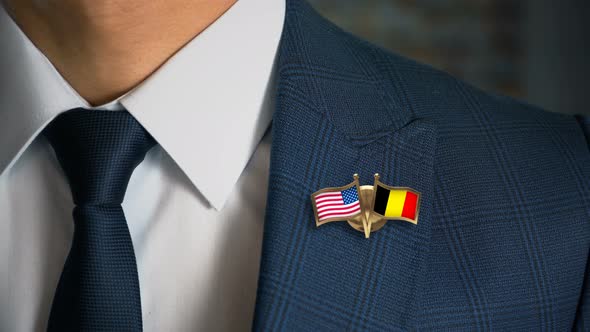 Businessman Friend Flags Pin United States Of America Belgium alt