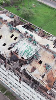 Vertical Video of a Damaged House During the War in Ukraine alt