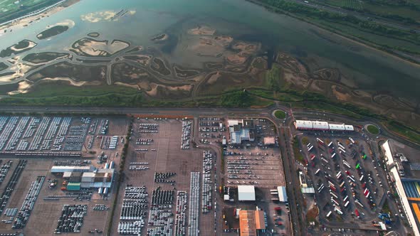 Skocjanski Zatok, Stanjolski Zaliv Nature Reserve Near The Port Of Koper In Slovenia. - aerial tilt alt