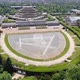 Aerial view of the Multimedia Fountain next to Centennial Hall, Wroclaw, Poland - VideoHive Item for Sale