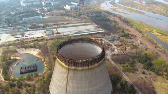 Territory Near Chernobyl NPP, Ukraine. Aerial View alt