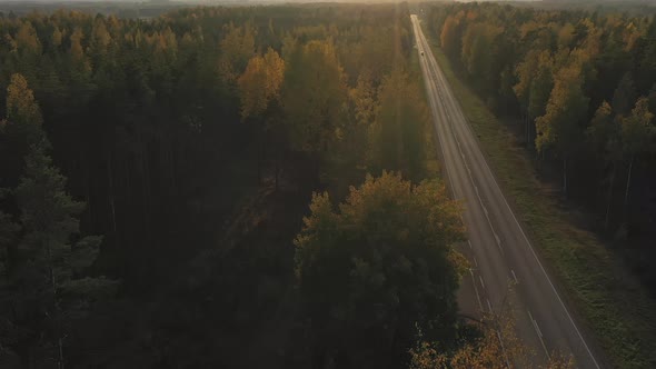 An Aerial Shot of the Long Road in Finland alt