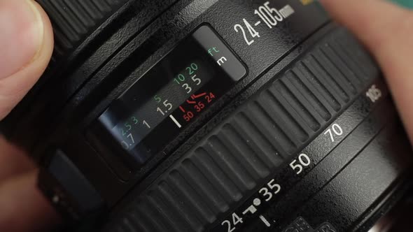 Changing the Focal Length on the Camera's Lens. Focus Ring Close Up