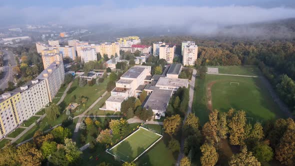 Aerial view of Kosice city in Slovakia alt