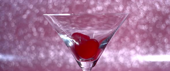 Martini Glass with Red hearts filling up