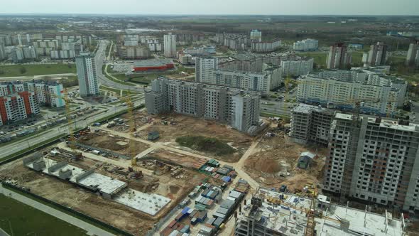 Large construction site. Construction of modern multi-storey residential buildings. alt