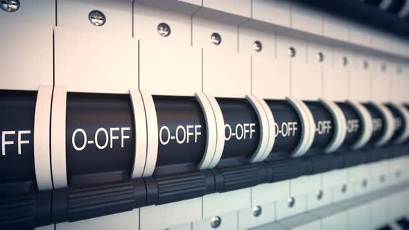 Trip Switch Fuse box. Switches "OFF" position. Electricity Power Fuse Circuit