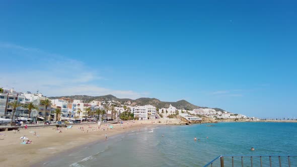 POV View Towards an Open Space of San Sebastian Beach in Sitges Costa ...