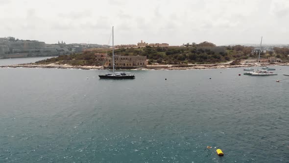 Manoel Island Coast line from the Tign Seafront in Sliema city in Malta alt