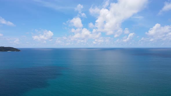 Seascape aerial view sea horizon as far as the eye can see sky one part sea islands Mountain alt