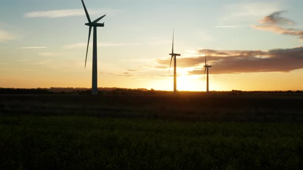 Sunrise over a wind farm 