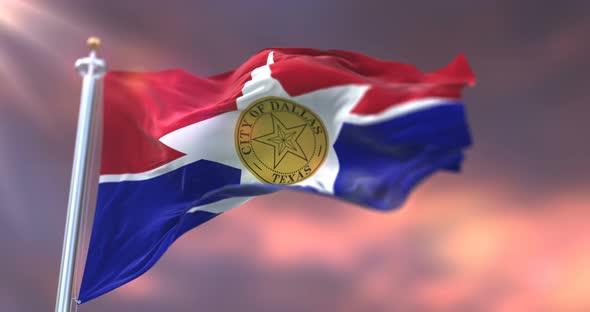 Flag of Dallas City at Sunset alt