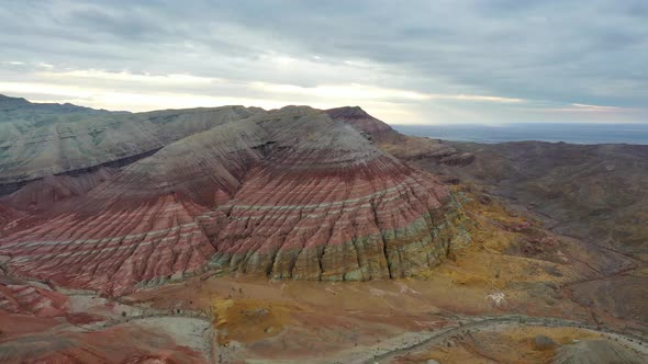 Aerial view of Aktau Mountains, Altyn Emel, Kazakhstan alt