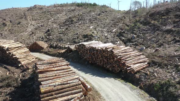 Timber Stacks Aerial at Bonny Glen in County Donegal - Ireland alt