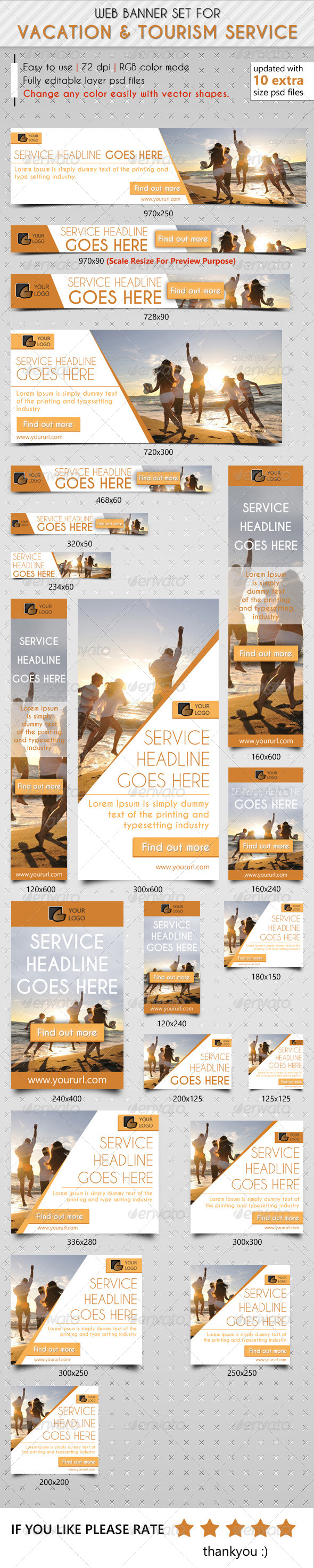Travel & Vacation Web Banner Ads - Banners & Ads Web Elements