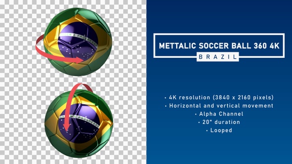 Mettalic Soccer Ball 360º 4K - Brazil
