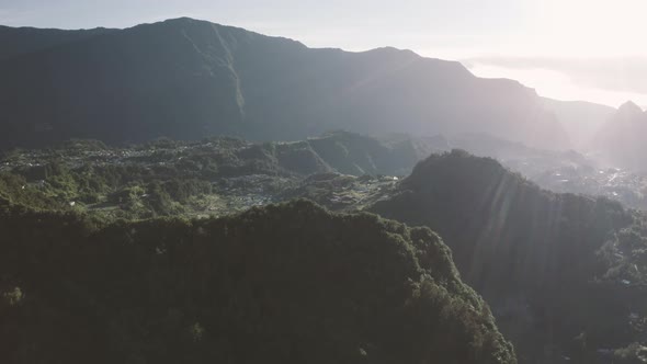 Aerial view of landscape near Hell Bourg, Saint Benoit, Reunion. alt
