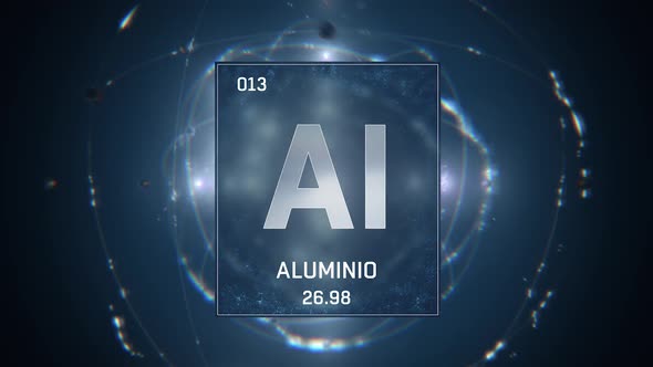 Aluminium as Element 13 of the Periodic Table on Blue Background Spanish Language
