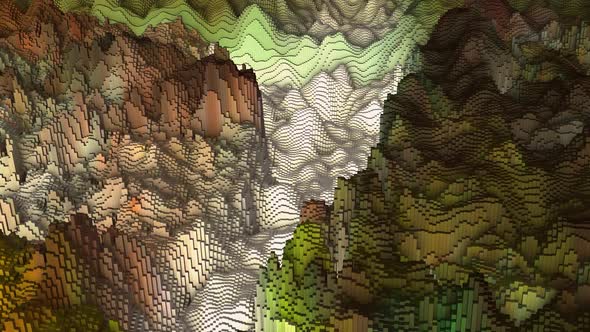 Abstract 3D Landscape Animation With Colorful Cubes alt