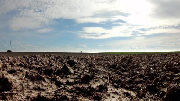 Plowed Agricultural Land. Close Up Of A Black Agricultural Field.  Fertile Land
