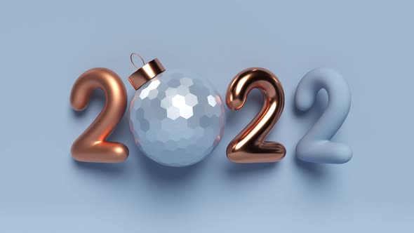 2022 New Year sign with rotating ball.