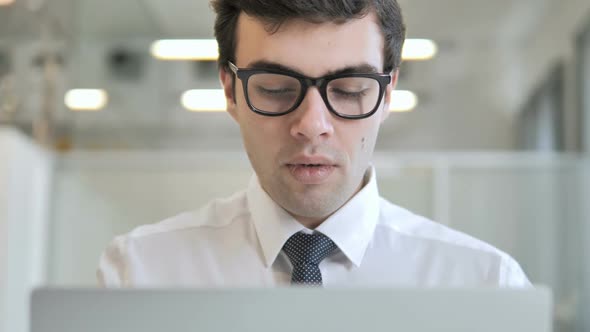 Cough Sick Businessman at Work Frontal View alt