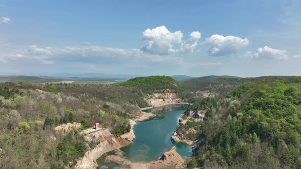 Aerial view of Lake Rudabanya in Hungary