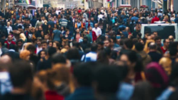 Time Lapse Crowded Pedestrian Crossing in Big City. High Angle Shot