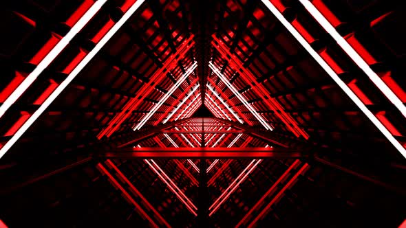 Neon Red Loop Triangle Tunnel
