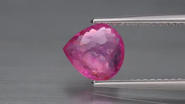 Natural Pink Tourmaline Rublitte on the Turning Table
