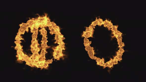 Fire rings rotate on a transparent background.