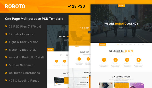 Roboto - One Page Multi-Purpose PSD Template - Creative PSD Templates
