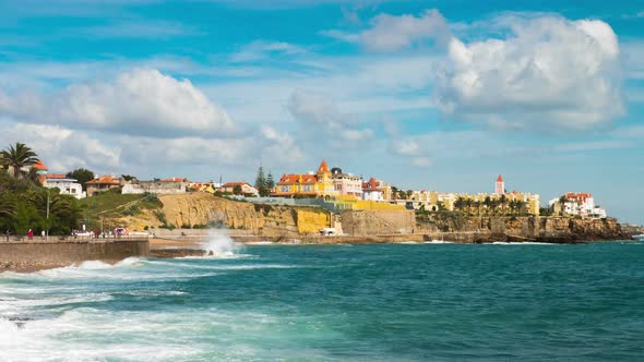 4K timelapse of Estoril coastline  near Lisbon in Portugal - UHD