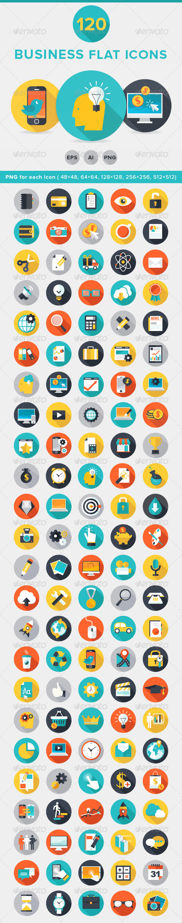 120 Business Flat Icons