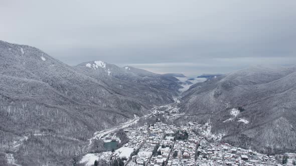 Winter Mountain Landscape The Rosa Khutor Alpine Resort Near Krasnaya Polyana Panoramic Background alt