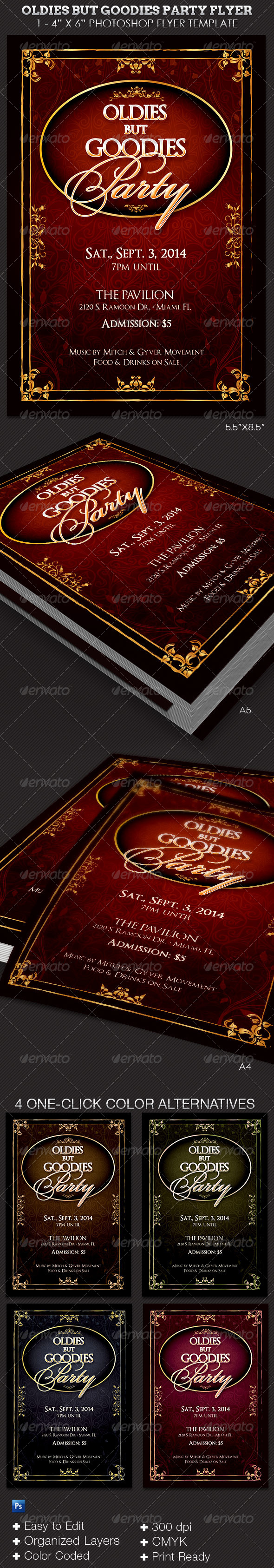 Oldies but Goodies Party Flyer Template - Clubs & Parties Events