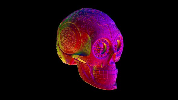 Rainbow carved skulls with alpha